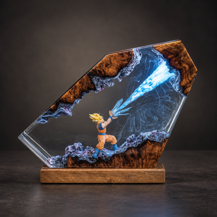 Handcrafted Goku Kamehameha Resin Display Lamp