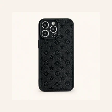 ZENTIO Black Embossed Floral Panel Phone Case for iPhone
