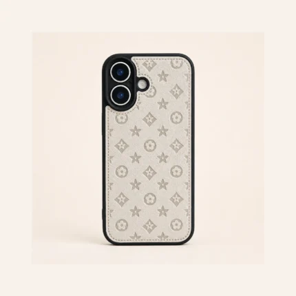 ZENTIO Black and Grey Embossed Floral Panel Phone Case for iPhone