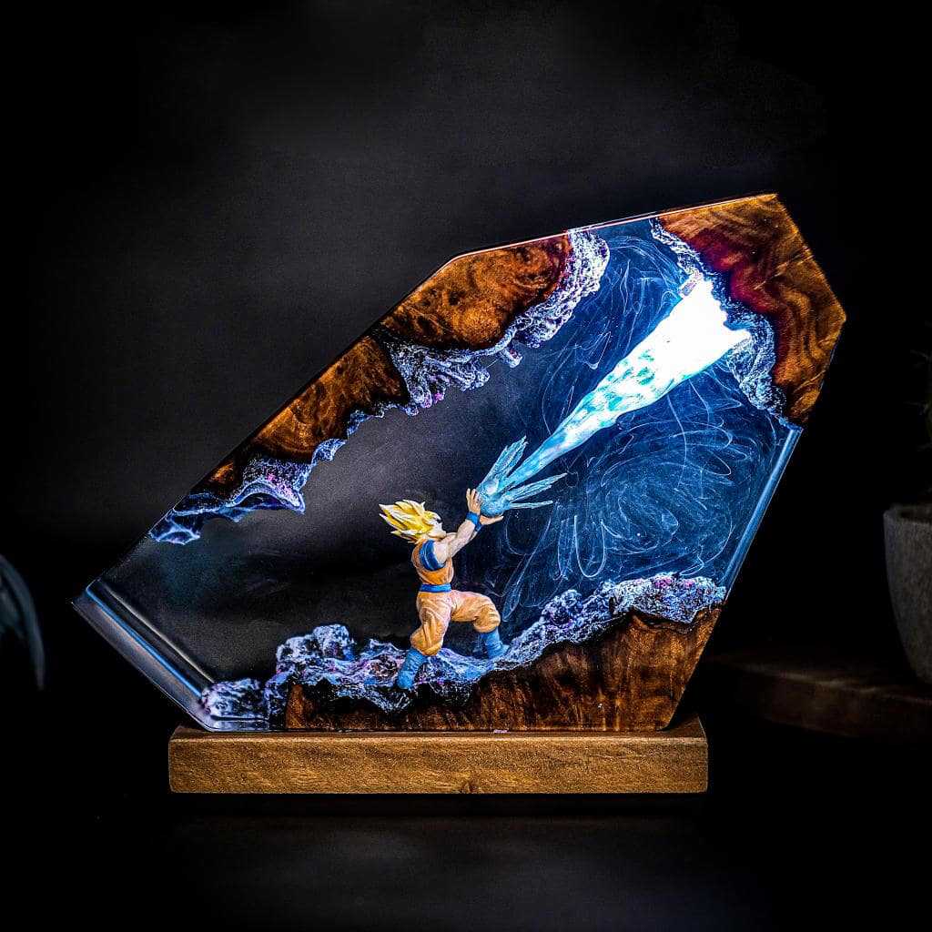 Handcrafted Goku Kamehameha Resin Display Lamp Illuminated handcrafted Goku Kamehameha resin display lamp
