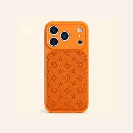 ZENTIO Orange Embossed Floral Panel Phone Case for iPhone
