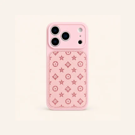 ZENTIO Pink Embossed Floral Panel Phone Case for iPhone
